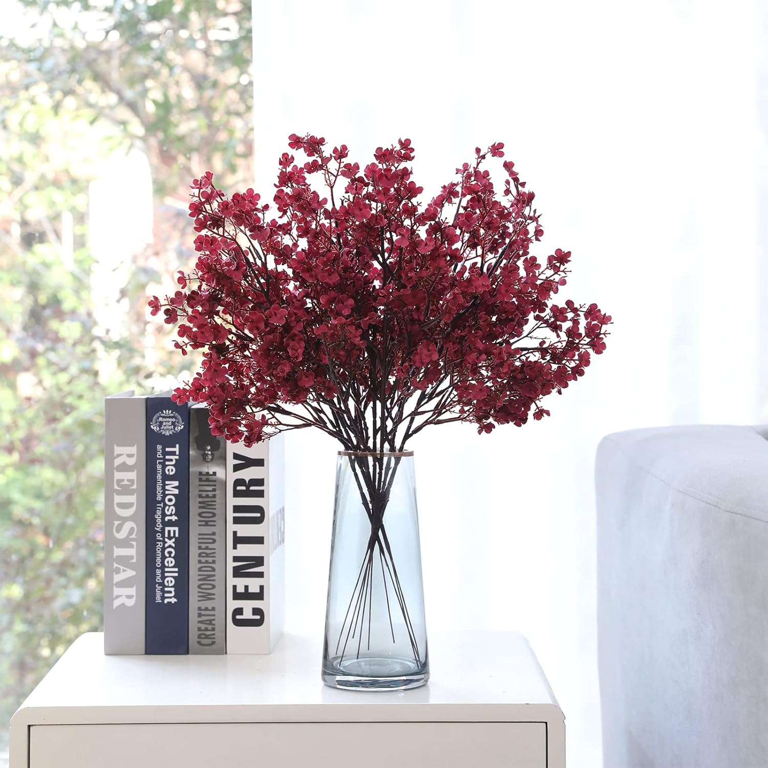 Hananona 10 Pcs Babys Breath Artificial Gypsophila Flowers Halloween Fake Silk Flowers for Home Decor Floral Arrangement Table Centerpieces (10, Burgundy) - Image 4