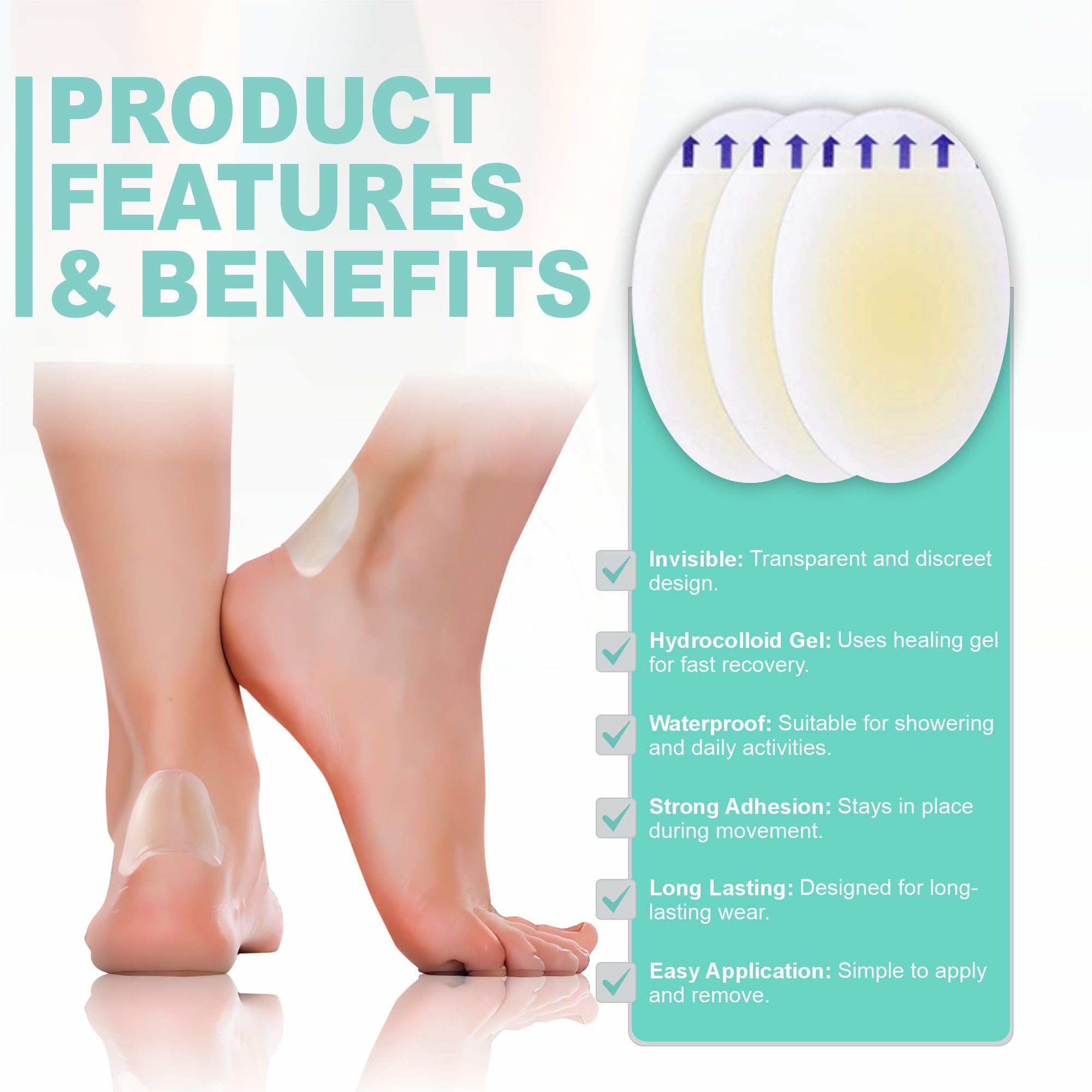 Blister Plasters For Feet 20Pcs Blister Plasters Hydrocolloid Plaster For Toe Feet Heel Finger Blister Prevention Heal Fast Blister Cushion Pads Gel - View #12