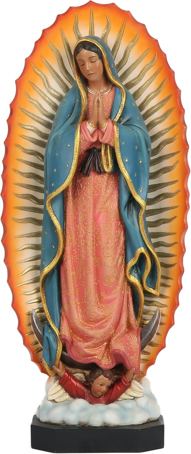 BC Catholic Our Lady of Guadalupe Statue,Blessed Virgin Mary Mother Figure for Altar, Religious Gifts to Mom, Inspirational Home décor,14.75 inch H, Hand Painted by Buildclassic