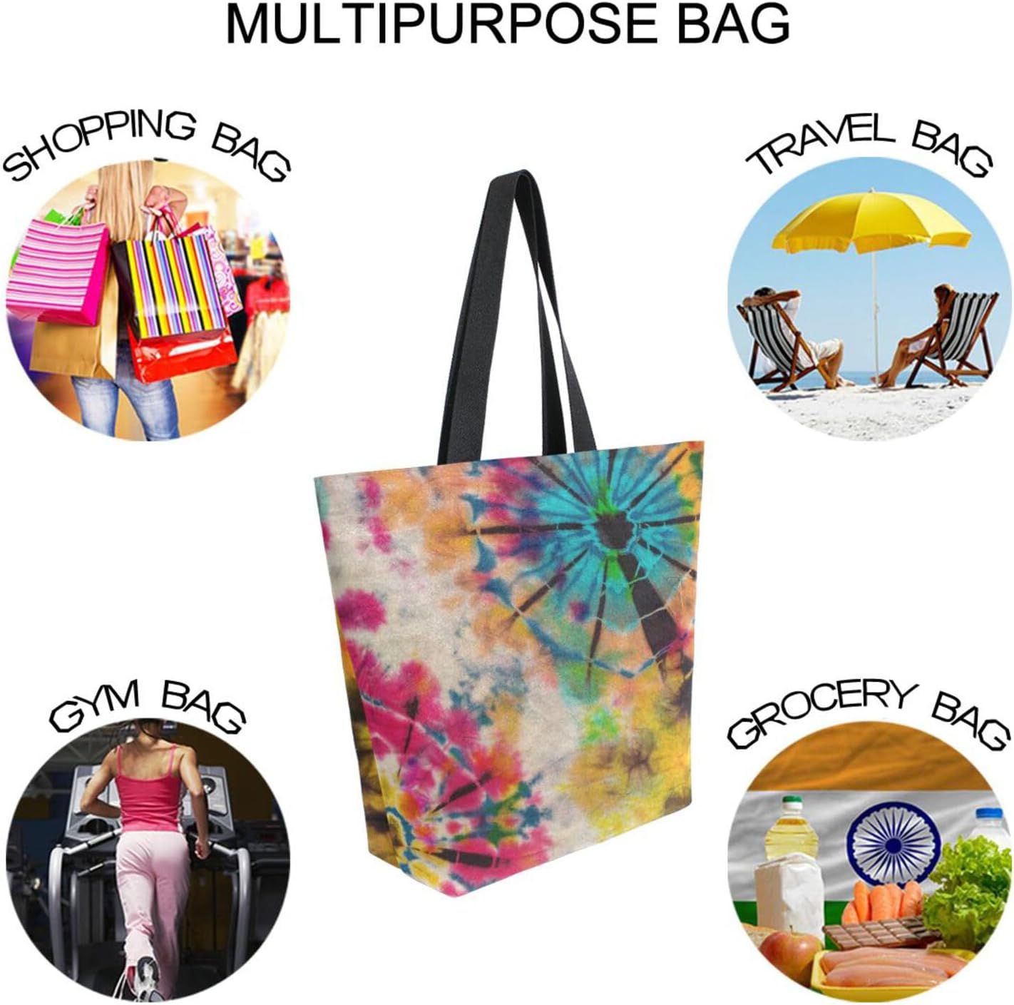 ZZKKO Japanese Cherry Canvas Tote Grocery Bag Shoulder Casual Book Bag - Image 7