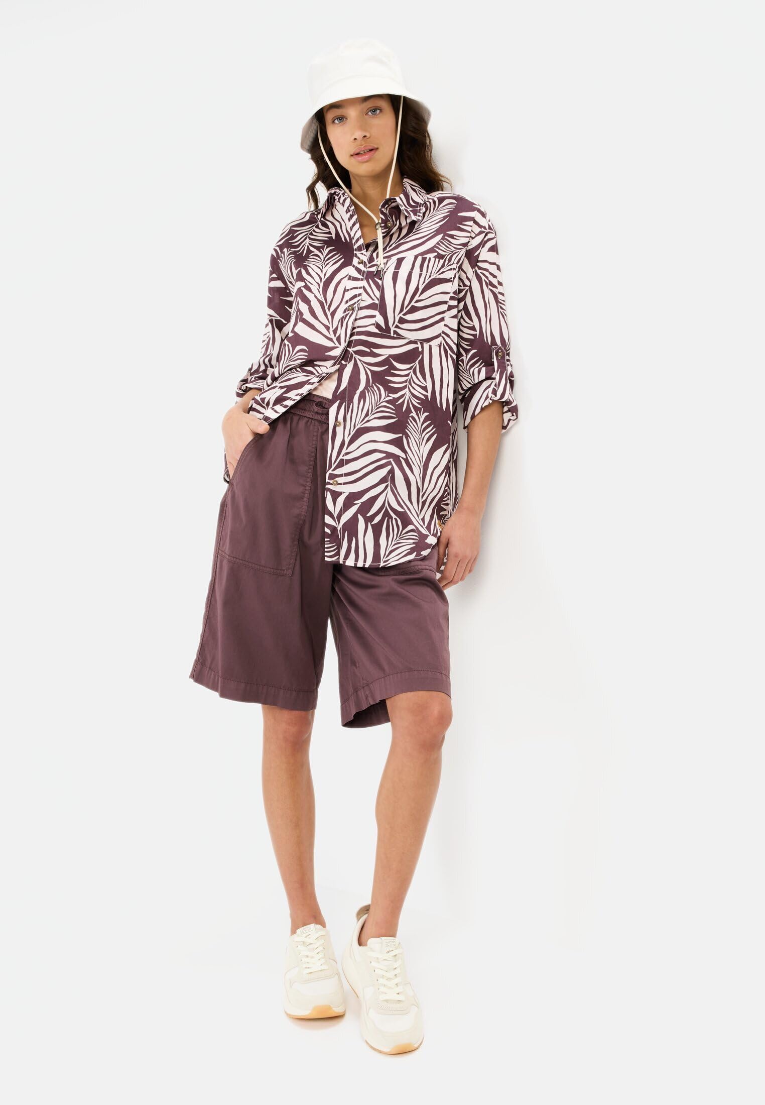camel active Damen Hemdbluse mit Blumenprint aus Baumwolle