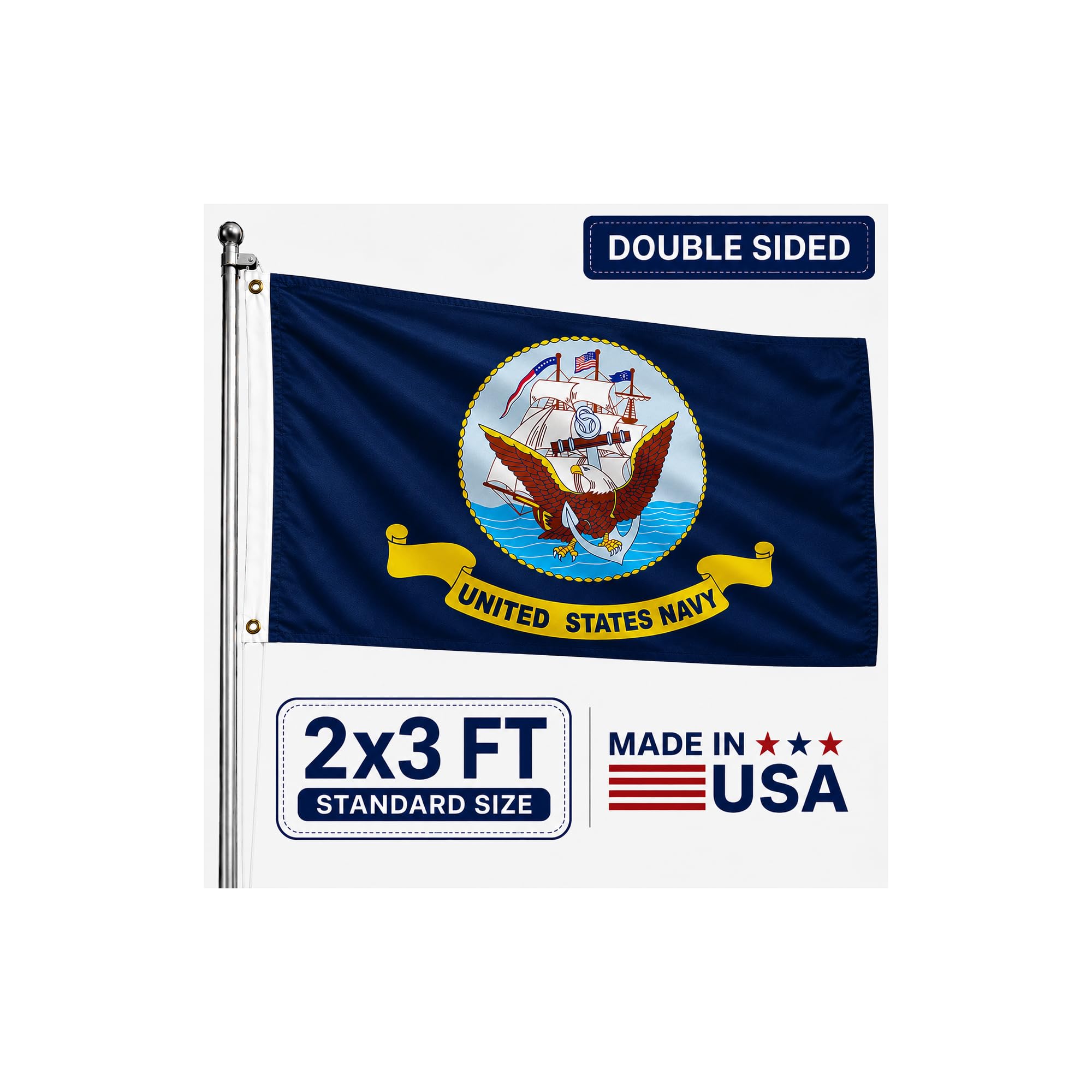 Amazon.com : Mosprovie Navy Flag 2x3 Outdoor Double Sided Heavy