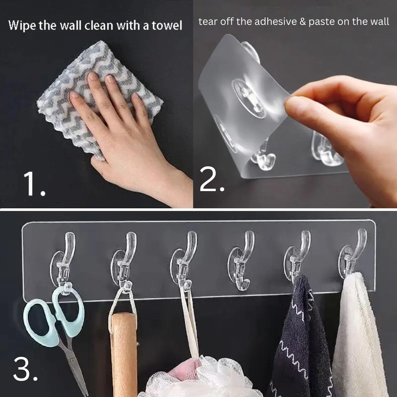 Misamo Enterprise Transparent Over Door Hook Rack, 6 Hooks (Set of 2) - Image 3 thumbnail