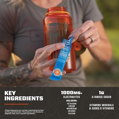 Miniatura 5 de MTN OPS Hydrate Electrolytes - Mezcla de bebida en polvo, 20 paquetes de electrolitos individuales para llevar con más de 1000 mg de electrolitos