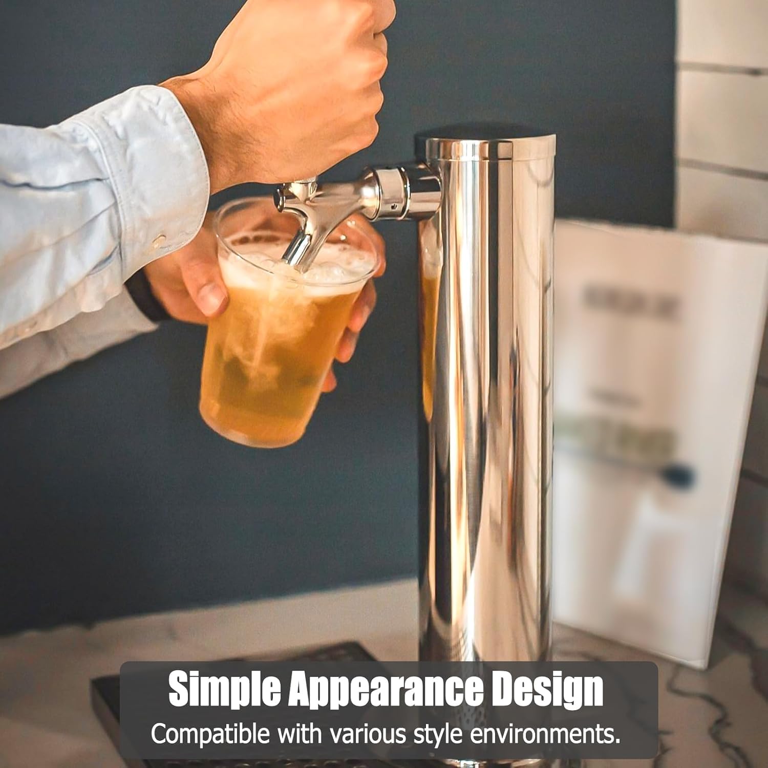 All Stainless Steel Single Beer Tap Tower Draft Beer Tower Kegerator Tower Keg Tower Kegerator Parts Kegerator Kit Beer Tap Faucet Pre-assembled Beer Line 3" Beer Tower Dispenser