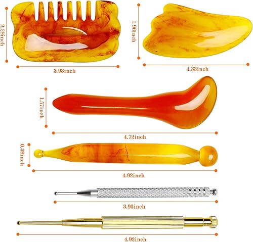 Miniatura 2 de Gua Sha - Herramienta de masaje, 6 unidades, palo de estiramiento facial, bolígrafo de acupuntura manual, tabla de raspar de masaje, tablero