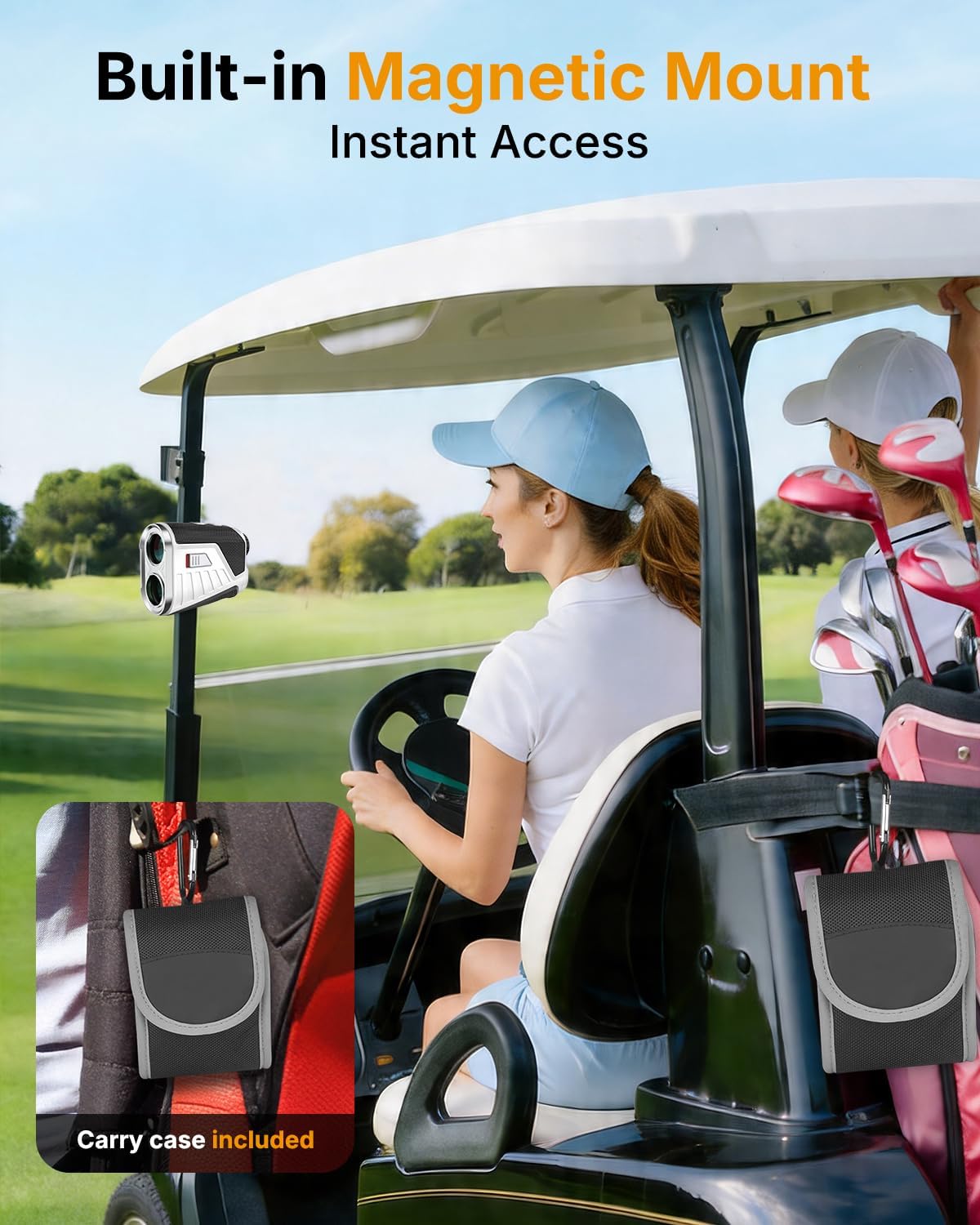 Golf Range Finder with Slope, 1200 Yards Range Finder Golf with Rechargeable Battery, Magnetic Strap, Flag Pole Locking Vibration, 6X Magnification