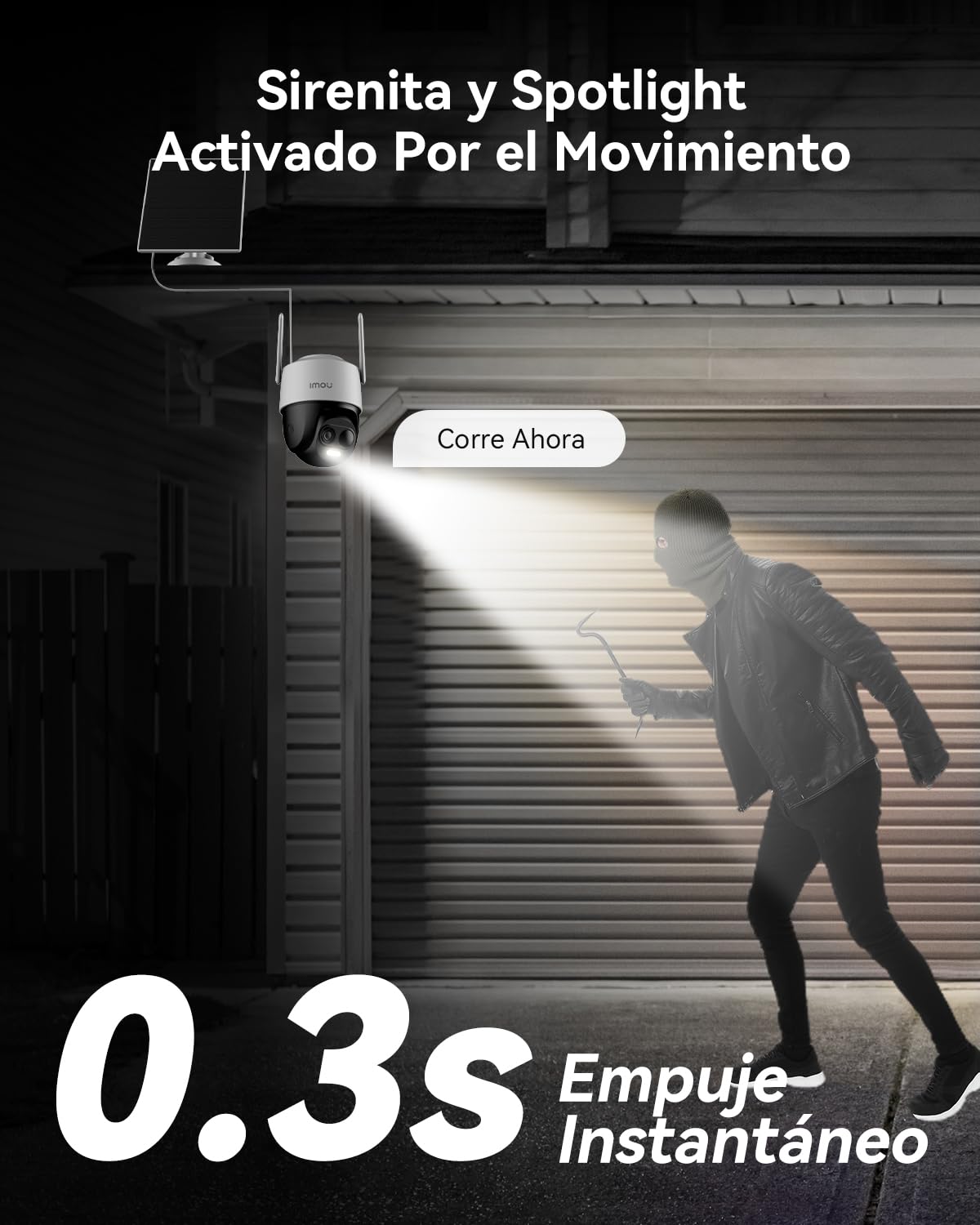 Imou 2K Cámara Vigilancia WiFi Exterior Solar, Cámara Sin Cable de Batería Duración de 365 Días de 5000mAh, Visión Nocturna en Color, Detección de Humana, Cell PT 2C 3MP y Panel Solar
