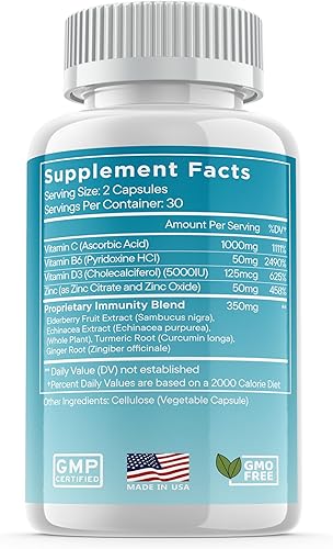 Miniatura 2 de Apoyo de defensa inmunológica 8 en 1, refuerzo de suplemento de vitaminas para la inmunidad con zinc de 50 mg, vitamina C saúco Vit D3 5000 IU,