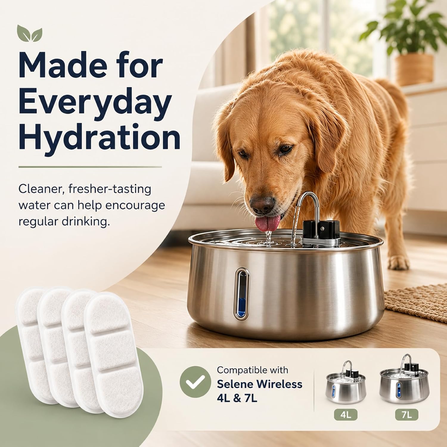 Compaitble with Selene Wireless Dog Water Fountain 4L & 7L Filters[4Pack]