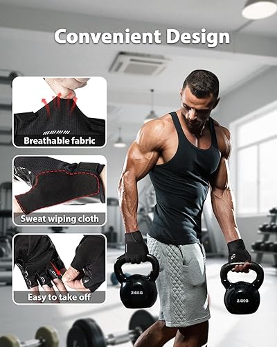 Miniatura 4 de RIGWARL Guantes de entrenamiento, guantes de fitness ligeros con protección completa de la palma y excelente agarre para hombres y mujeres, guantes