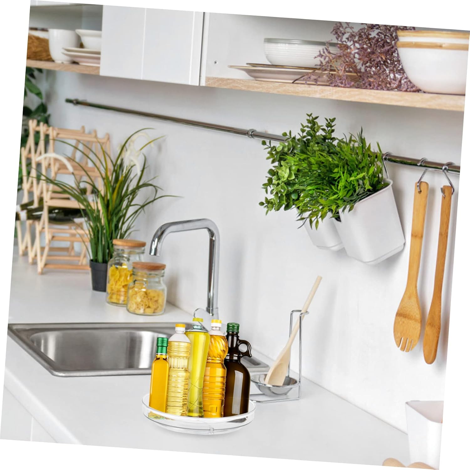 SECFOU Rotatable Condiment Rack Rotating Storage Organizer for Kitchen Seasoning Jars Space-Saving Multi-Purpose Holder for Spices Cosmetics and More