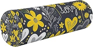 Kigai Cervical Pillow for Neck Pain Relief Yellow White Daisy Neck Roll Memory Foam Pillow Round Cervical Bolster Pillow for Legs Bed Head Back Sleeping Support