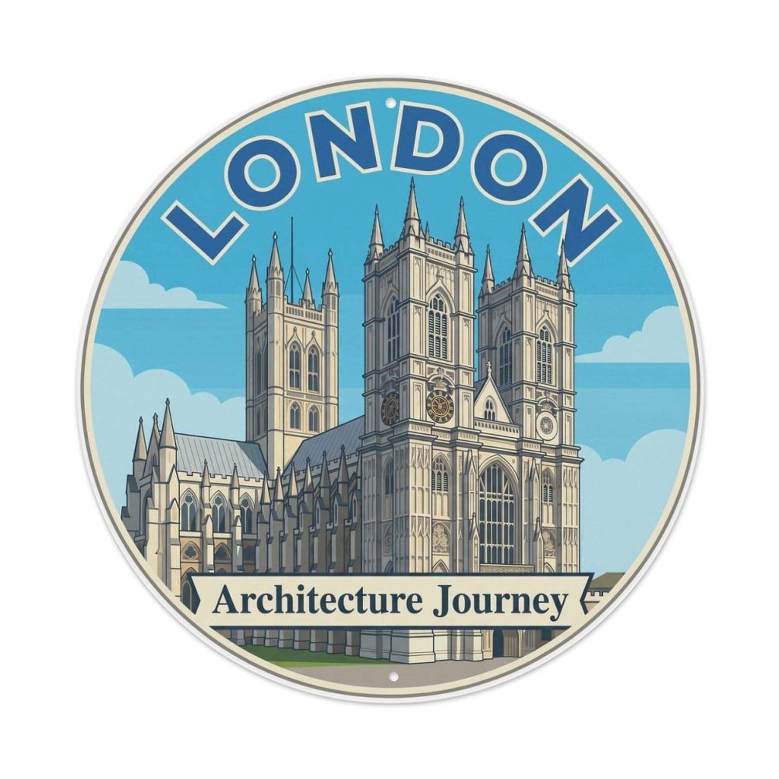 Fqcyn Style Vintage Travel British Architecture Journey Metal Tin Sign