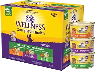Wellness Complete Health Grain Free Natural Protein Rich Canned Wet Cat Food Variety Pack