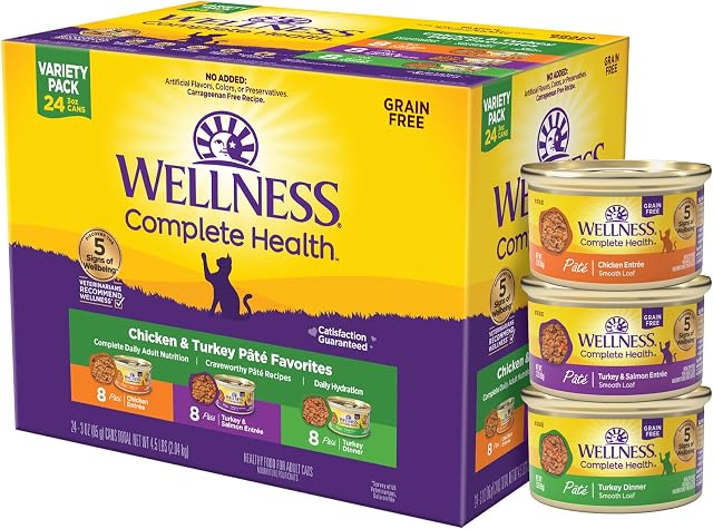 Wellness Complete Health Grain Free Natural Protein Rich Canned Wet Cat Food Variety Pack
