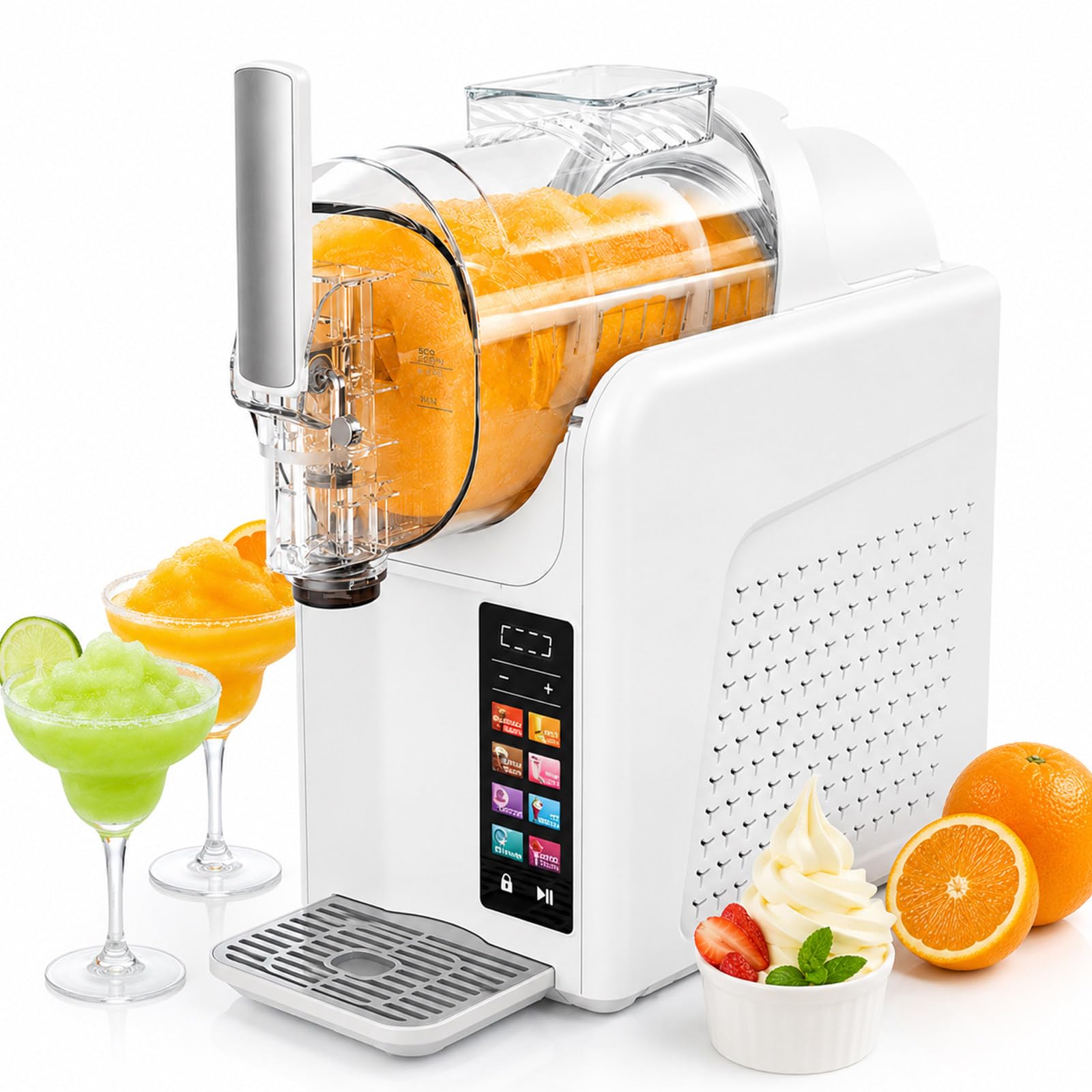 lilishangmao Slushie Maker Machine – 7 Preset Modes + One-Button Self-Cleaning, 185W – for Parties, Cafes, Home, No Ice Required, Make Milkshakes, Slushies, Soft Serve, Sorbets, 2L White