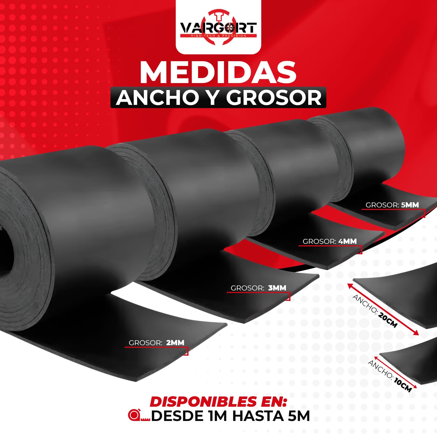 Plancha de Goma SBR 5mm | Lámina Antideslizante y Resistente a aceites | para Arandelas, Bricolaje, Suelo de Gimnasio, Manualidades, Aislamiento y usos industriales (5mm; Rollo 400cm, Ancho: 20cm)