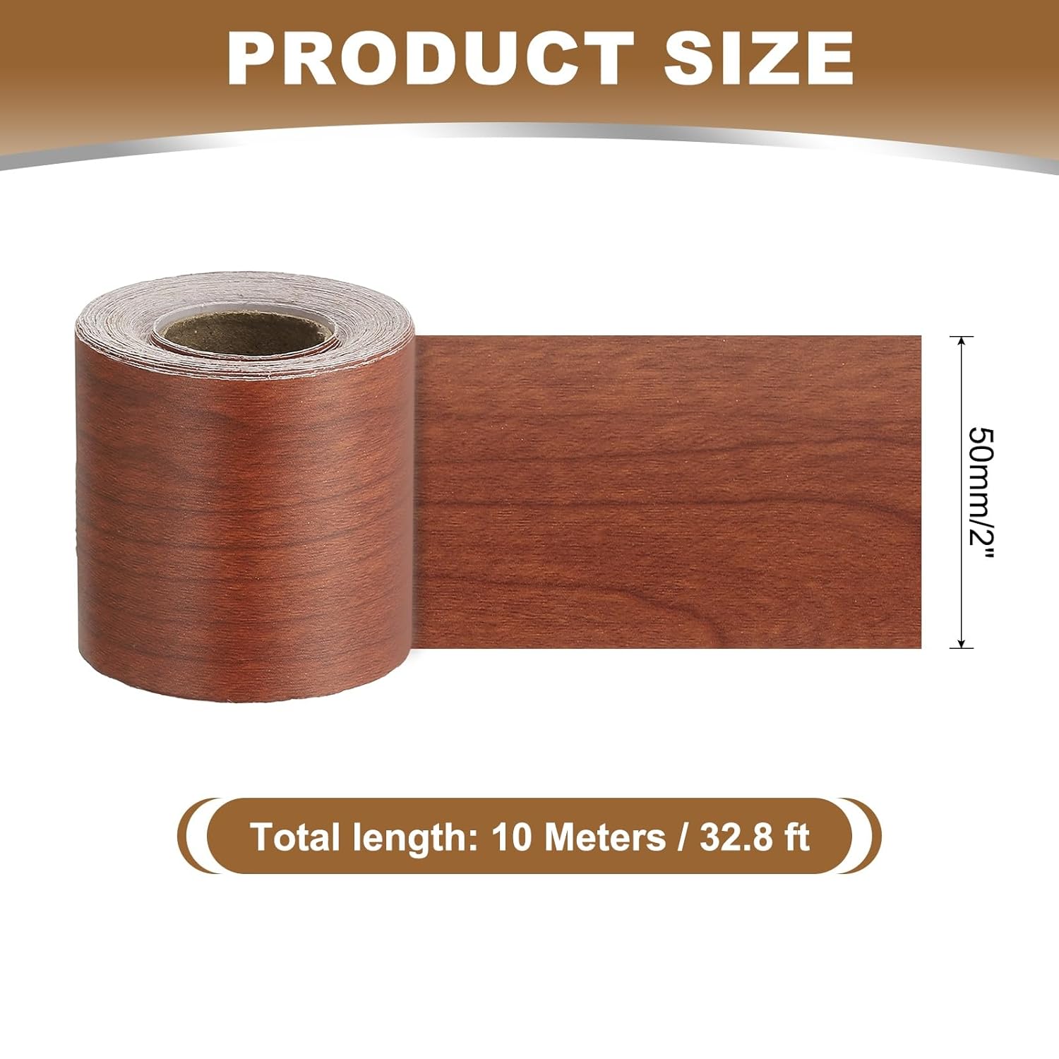 2 Inch x 66ft Wood Grain Repair Tape, Self Adhesive Realistic Textured Repair Tape Patch for Floor Door Table Cabinets Desk, Red Oak Wood