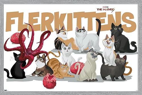Miniatura 47 de Trends International Marvel The Marvels - Póster de pared de flerkittens, 34 pulgadas de largo x 22.4 pulgadas, versión enmarcada plateada Versión
