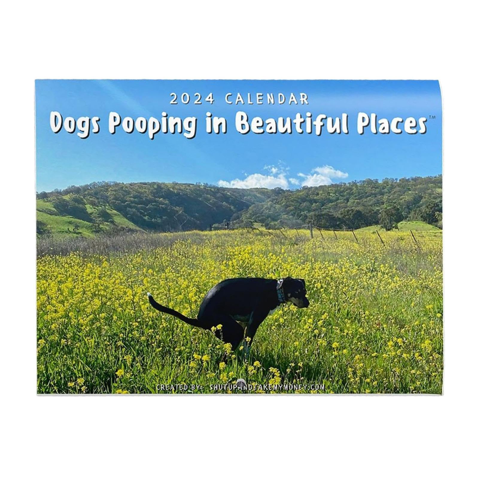 2024 Funny Dog Pooping Wall Calendar - Monthly Planner & Organizer - Novelty Gag Gift
