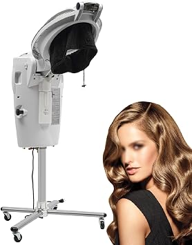 12 Colors Hair Steamer with Wheels, Multi-Function Salon Hair Scalp Treatment Machine Dye Perm Professional O3 Ozone Hair Steamer, Height Adjustable White