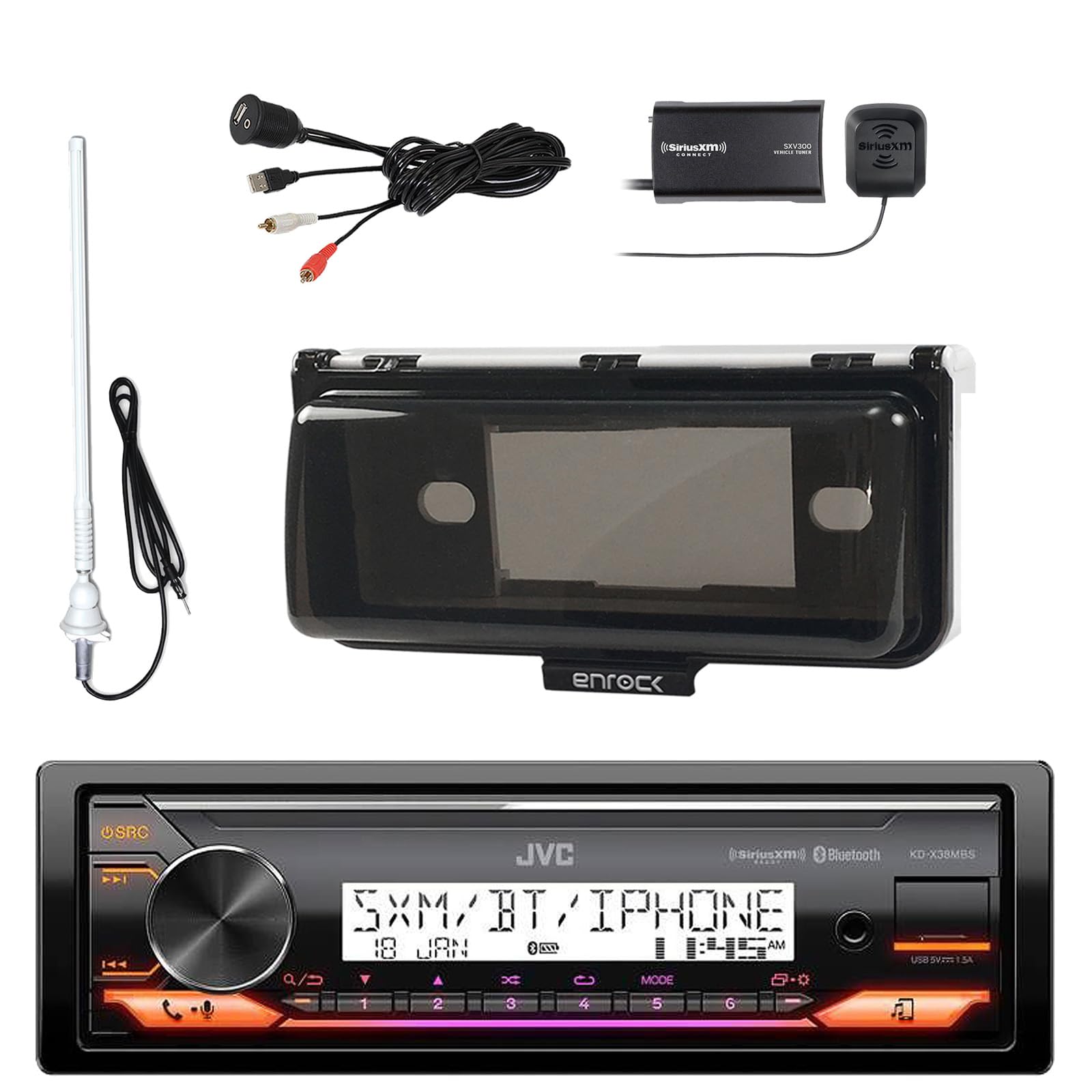 Marine Bluetooth Stereo Receiver With Satellite Radio - Single DIN Water Resistant Car Audio System