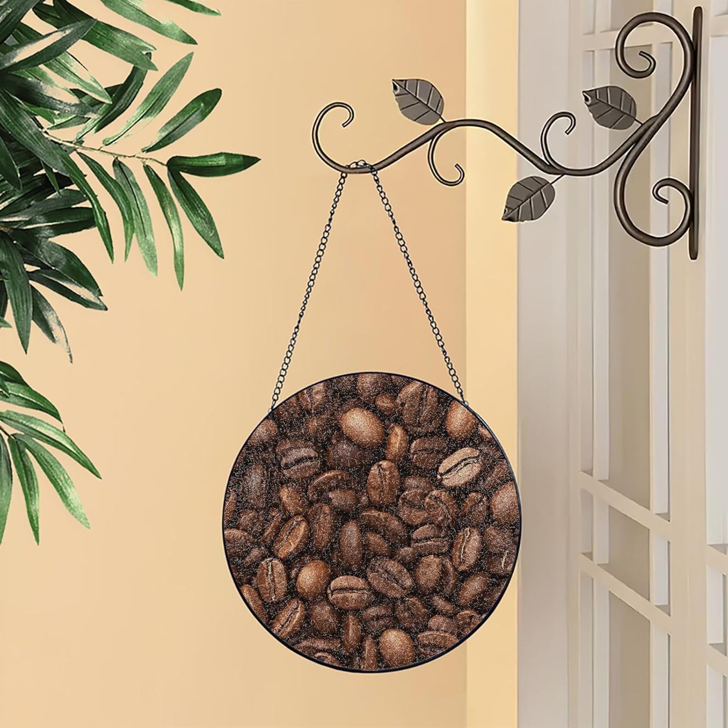Roasted Coffee Beans Sun Catcher Stained Glass Window Hanging Gifts