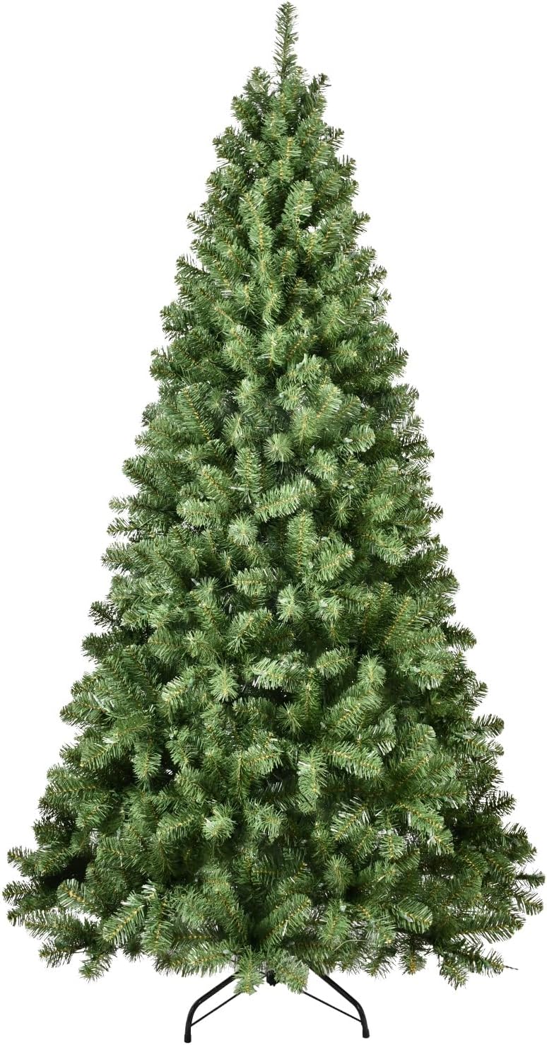 6FT Artificial Christmas Tree, Premium Unlit Hinged Fake Xmas Tree with 760 Branch Tips, Green Realistic Holiday Trees for Home, Office, Foldable Metal Stand