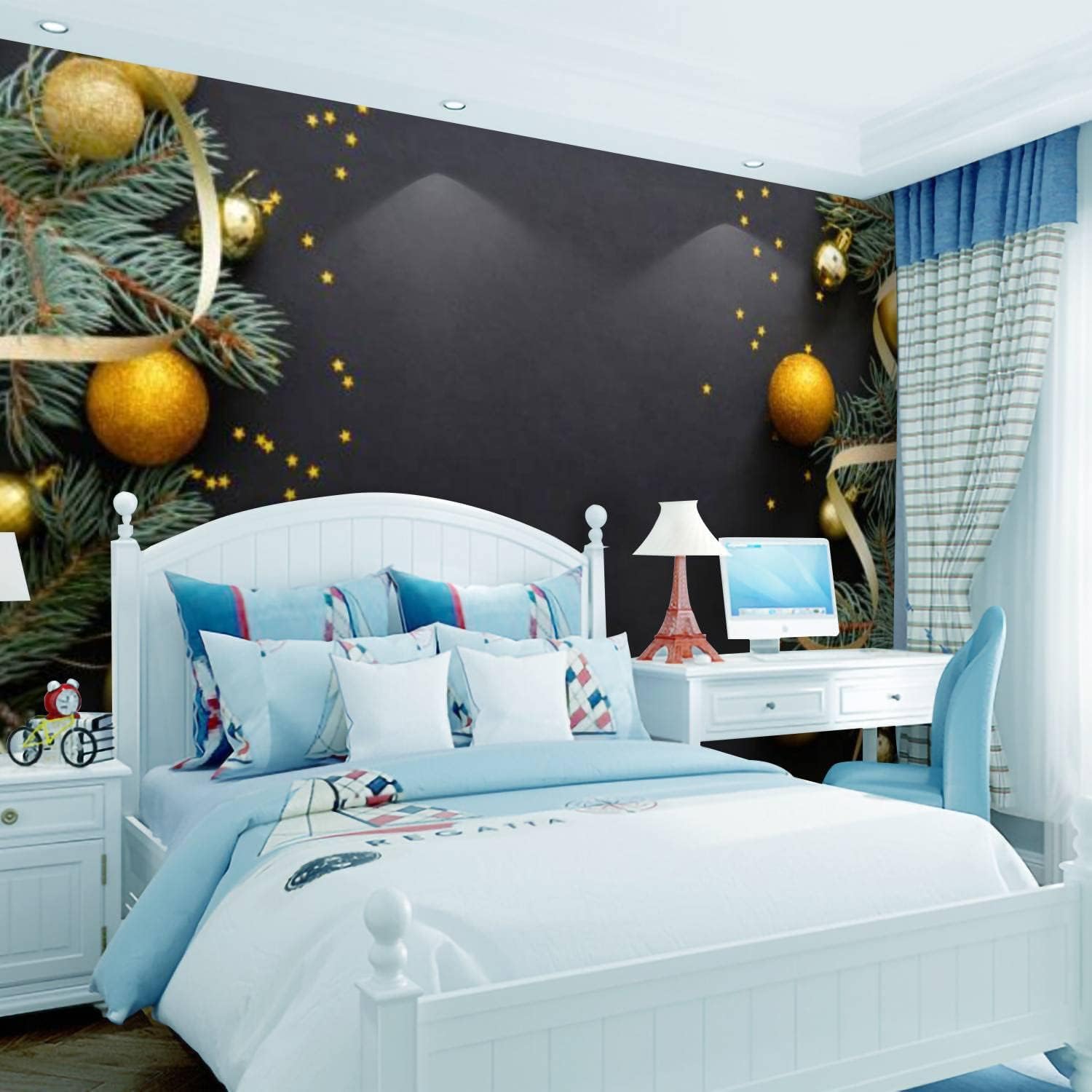 Papier Peint Photo 3D Mural Auto-Adhésif Décoration De Noël Chambre D'Enfants Bar Bureau Salon Restaurant Magasin De Vêtements Couloir Hôtel Décoration Murale Art Mural Affiche Peler Et C-347811956526