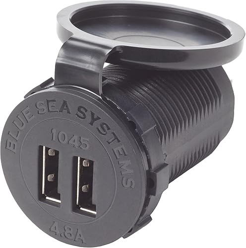 Blue Sea Systems 1045 carga rápida 4.8A cargador dual USB Socket Mount, 12V/24V