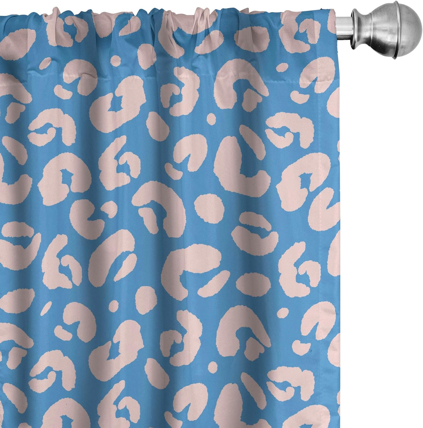 Ambesonne Leopard Print Window Curtains, Wild Panther African Animal Skin in Modern Colors Illustration, Lightweight Decor 2-Panel Set with Rod Pocket, Pair of - 28" x 63", Azure Blue