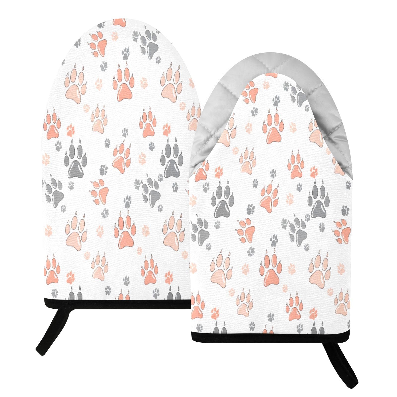 BURSTDDY Dog Paw Print Oven Mitt,Heat Resistant Kitchen Mitts for Cooking