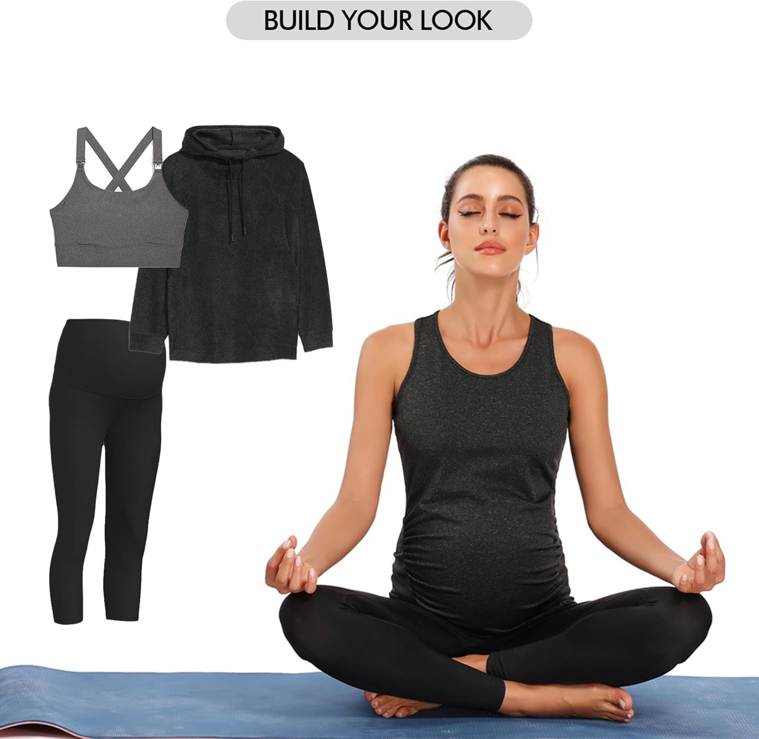 Ecavus Women's Maternity Tank Tops Seamless Racerback Sleeveless Workout Athletic Yoga Tops Pregnancy Shirt - Image 6