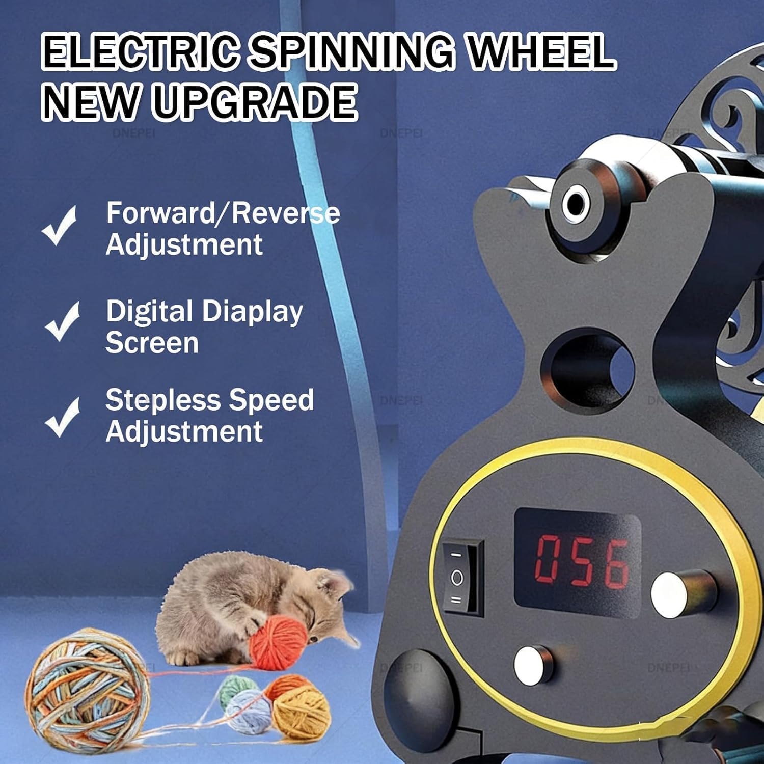 Electric Spinning Wheel for Yarn Making - Adjustable 800rpm, Dual Capacity 20g & 240g, Perfect for Roving & Weaving Projects, Purple & Blue Purple+Pink