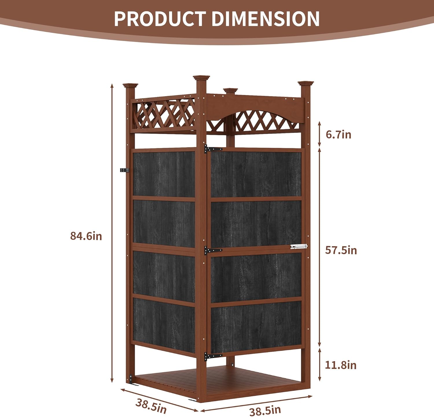 Outdoor Shower Enclosure with Shower Mat & Lockable Door, Solid Wood Privacy Outside Shower Stall, Outdoor Changing Room for Pool Wash Station, Patio or Beach Rinse Station