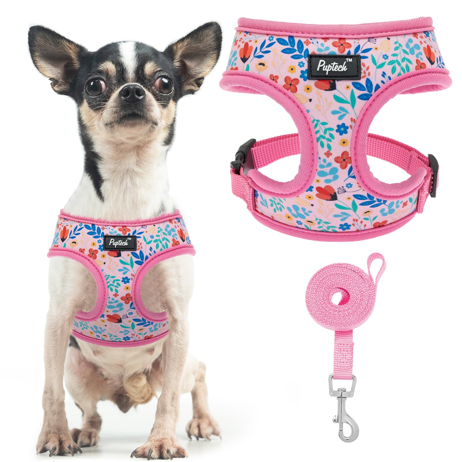 PUPTECK Dog Harness Small Dog Soft Mesh Pet Puppy Cat Comfort Padded Vest No Pull Harnesses and Leash Set — image 1