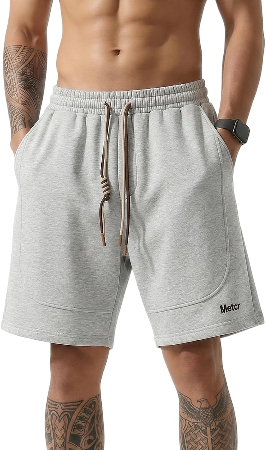 360GSM Heavyweight Thick Mens Cotton Shorts 8" Baggy Fleece SweatShorts