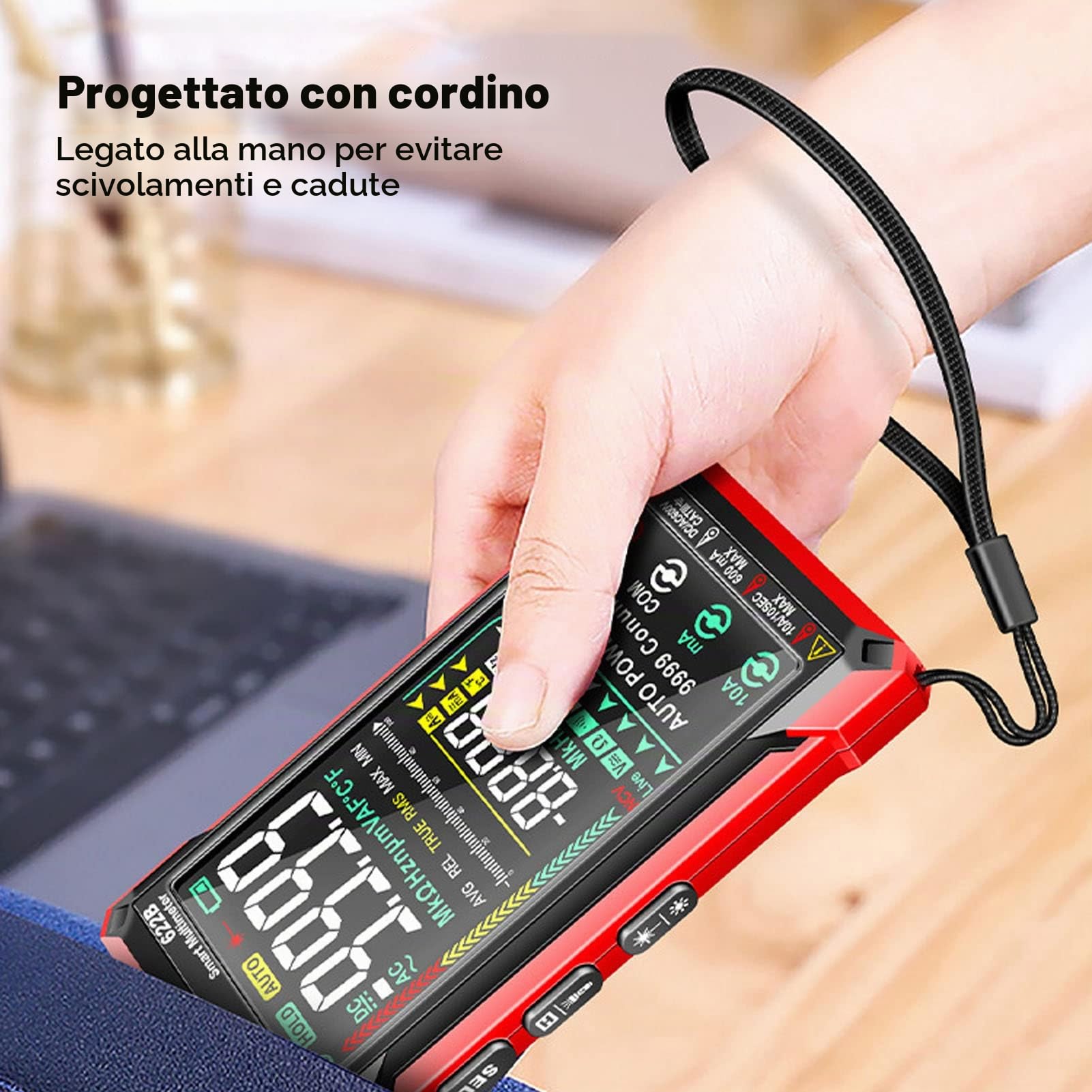 Multimetro Digitale, Smart Touch Schermo Grande, Ricaricabile, Tester Completamente Automatico Non Bruciante Ad Alta Precisione con Torce Luminose per Elettricisti, a Infrarossi
