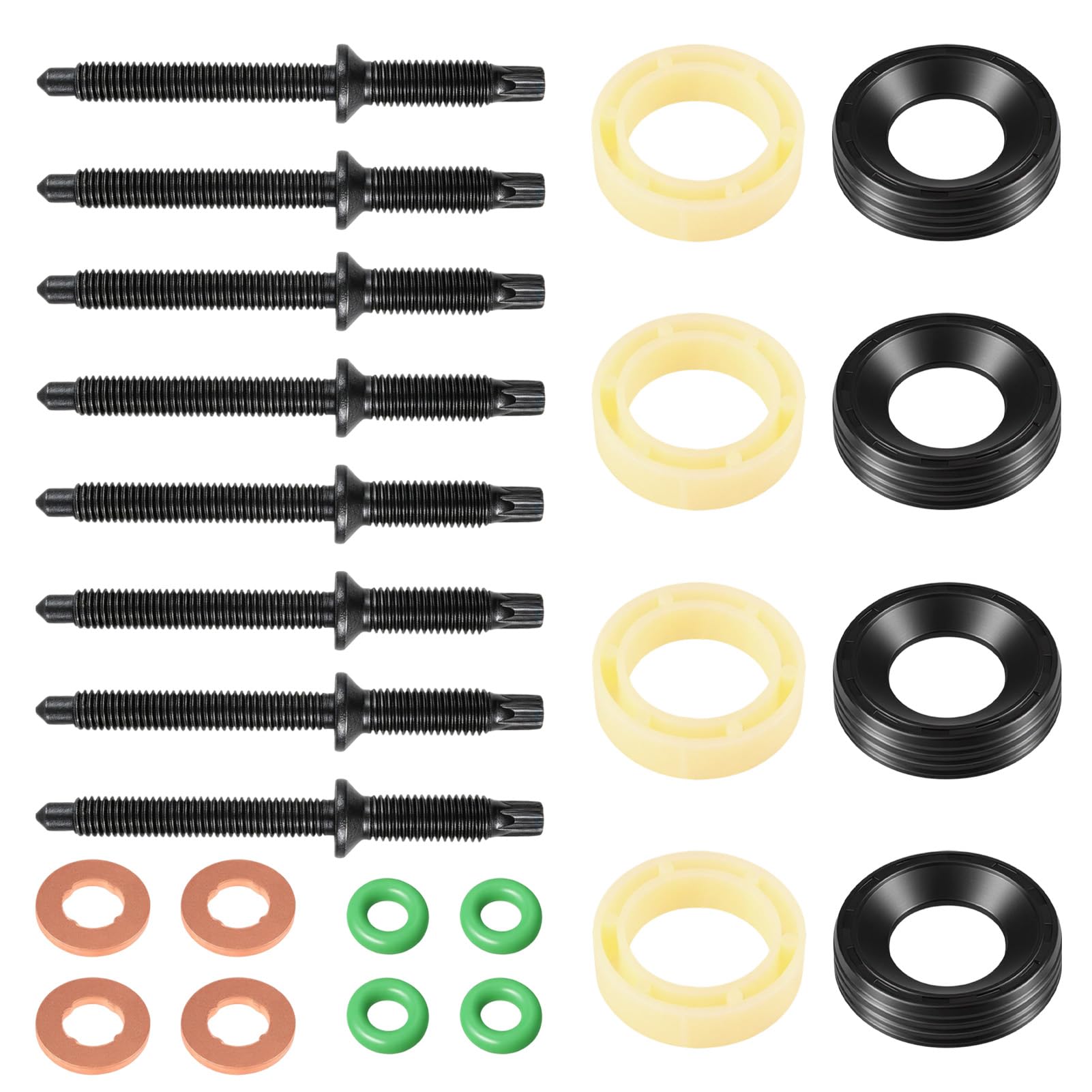 Juego de juntas para inyectores 1.6 HDI Retenes Inyectores con 8 Tornillos, Kit de Juntas Tóricas, Compatibles con Pe-ugeot 1007 206 207 307 407, Ci-troen C2 C3 XSARA 198185 198299 1982A0