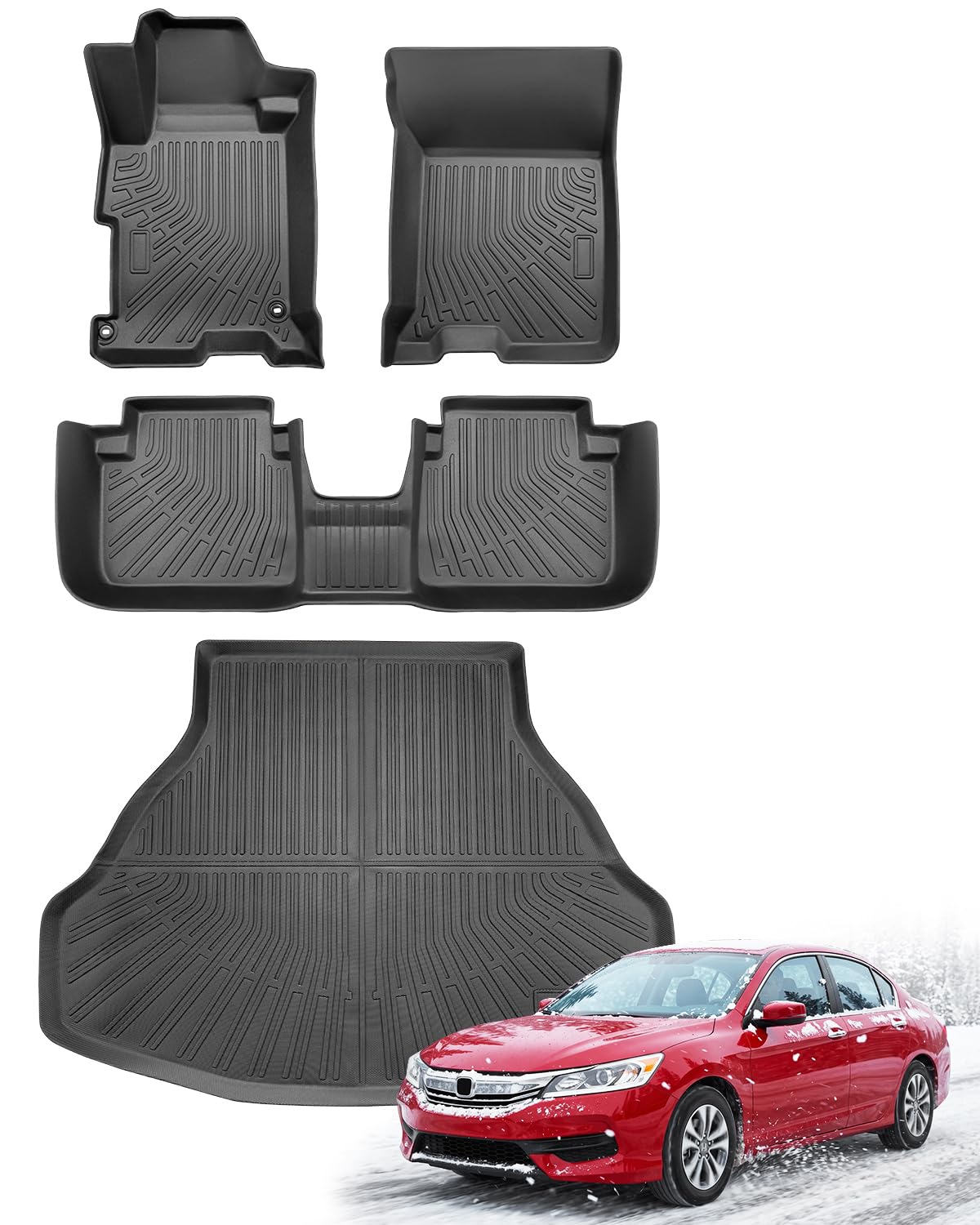Car Floor Mats for Honda Accord 2013-2017 Gas Sedan Cargo mat, Black