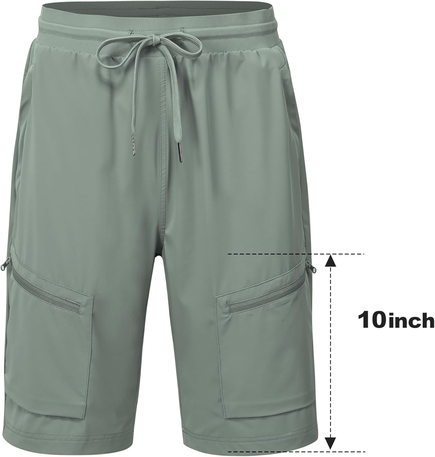 MoFiz Womens 10" Long Shorts for Women Knee Length Quick Dry Women Hiking Cargo Athletic Travel Golf Shorts with Zip Pockets - Image 8