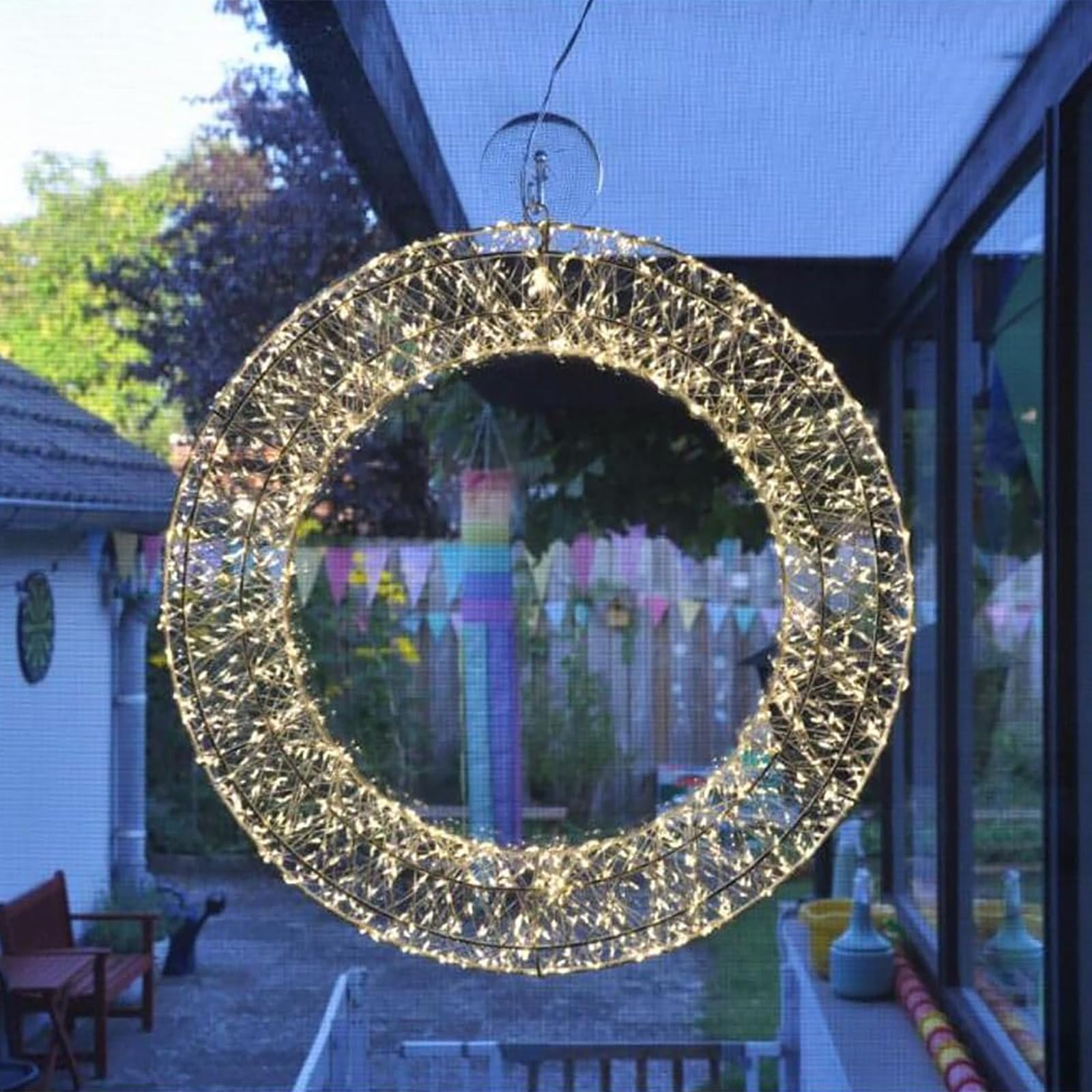 LED Lichterkranz 50 cm 1440 LEDs Warmweiß Timer Weihnachtskranz Leuchtkranz | BURI LED-Drahtkranz IP44 für Tür, Fenster und Außenbereich mit Timer als stimmungsvolle Weihnachtsbeleuchtung außen