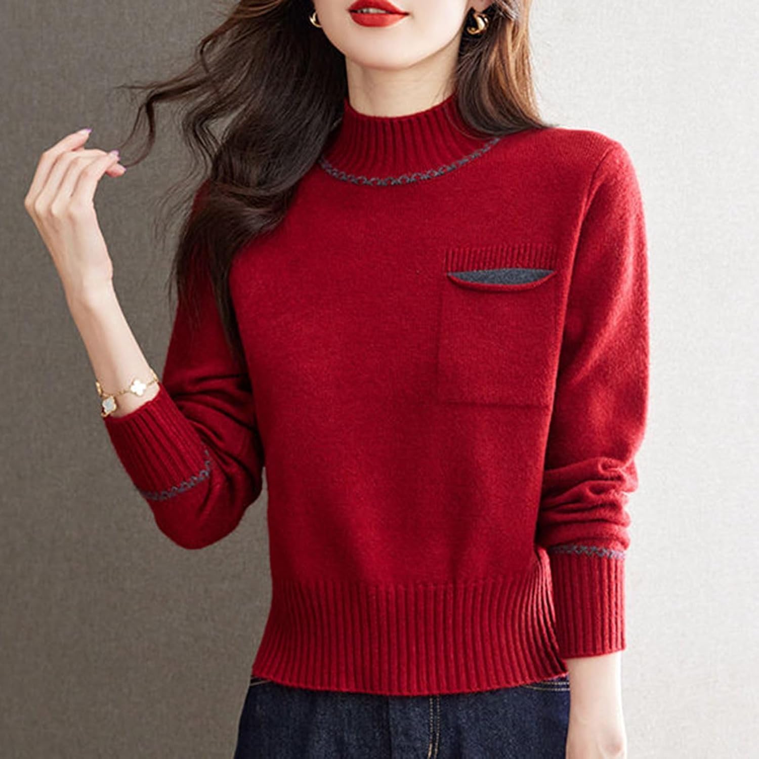 Pull Femme En Laine Douce Manches Longues - Col Polo, Coupe Ample Et Décontractée - Parfait Automne/hiver - Tailles S M L