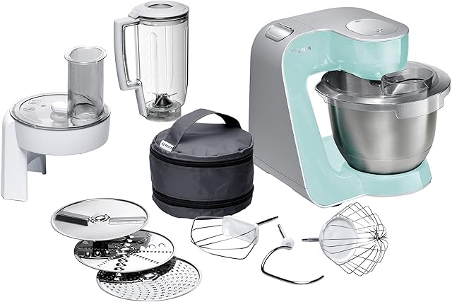 Bosch Hausgeräte MUM58020GB CreationLine Robot Kuchenny, Tworzywo Sztuczne, 1000 W, 3,9 L, Turkusowy/Srebrny