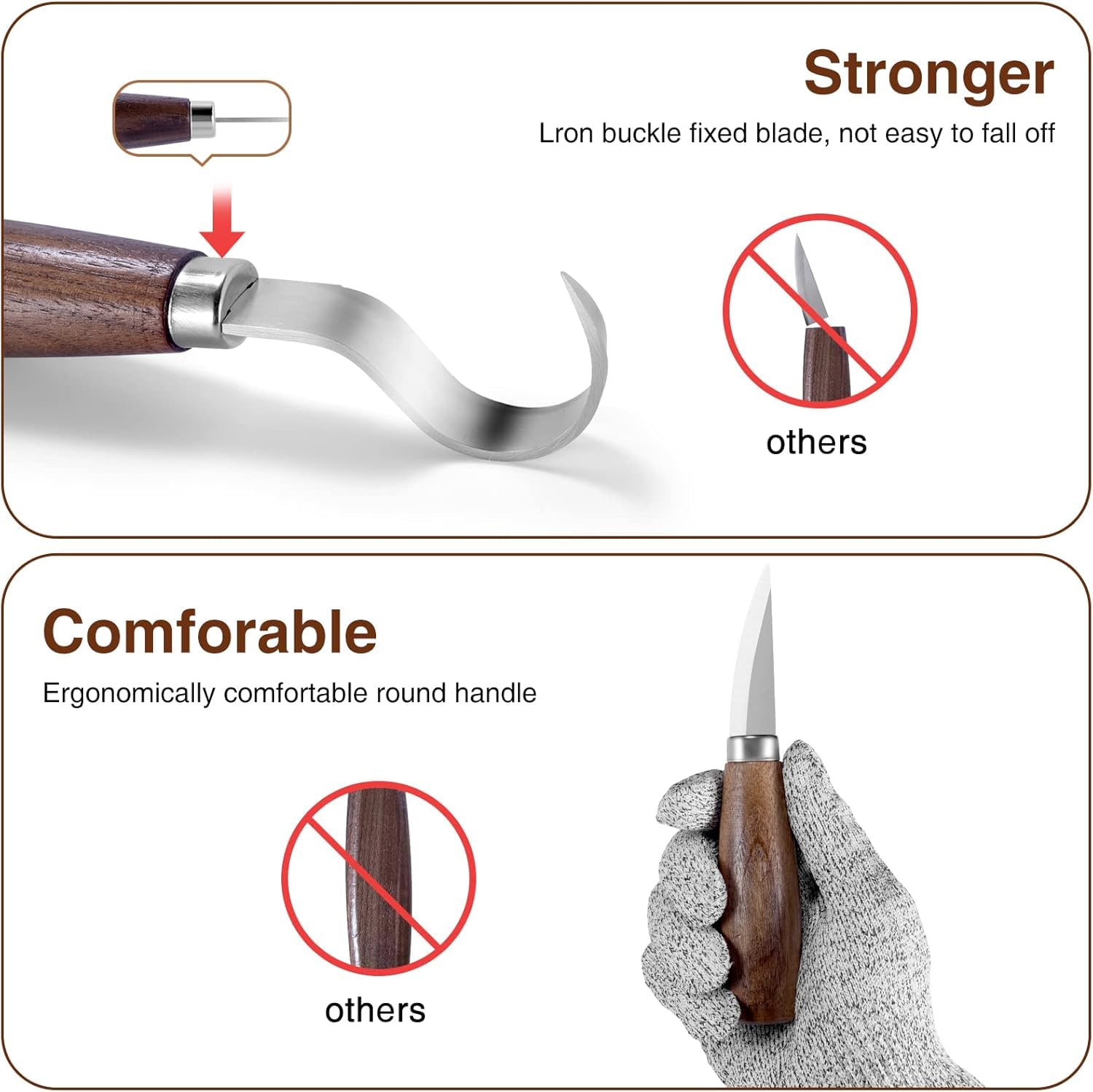 Kit de Tallado de Madera, 10 en 1 Kit de Herramientas para Tallar Madera, incluye 6 Cuchillos Para Tallar Madera Seco para principiantes, Guantes Resistentes a Cortes, Bolsa de Lona