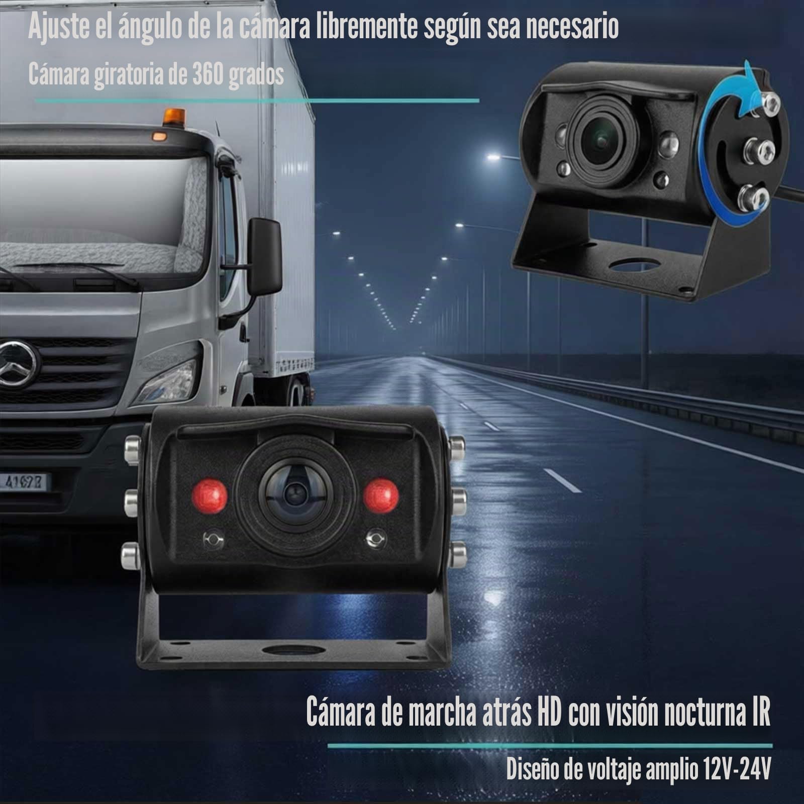 Cámara de marcha atrás AHD 1080P para vehículo y camión con monitor de pantalla de 2 divisiones de 7 pulgadas, 2 cámaras de visión trasera impermeables de visión nocturna con cable de 15 m para