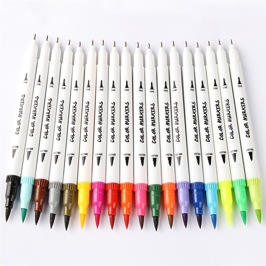 24 Dual Tip Brush Pens Markers, Fineliner Tip 0.4 mm & Watercolor Brush Tip Colored Pens Set for Coloring Books, Sketching, Bullet Journal, Art (24 color)