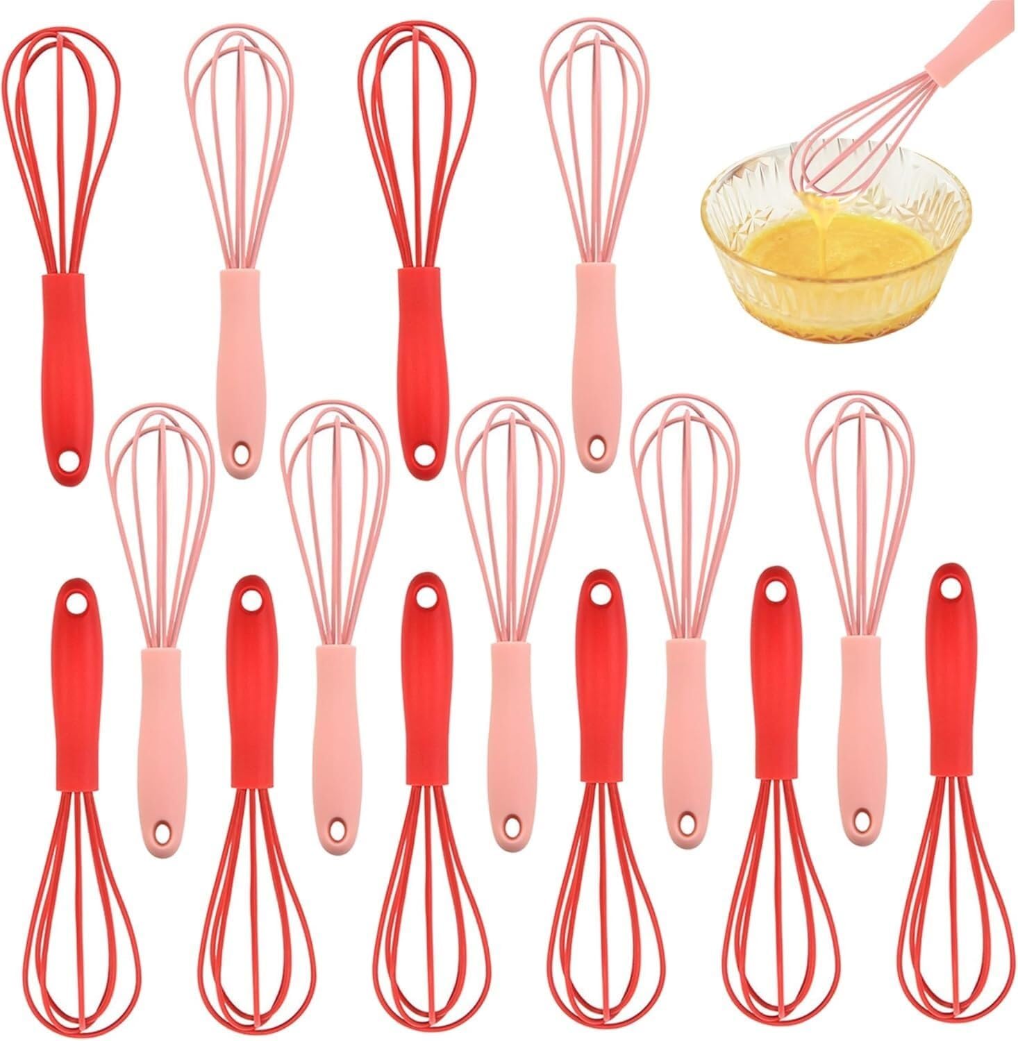 Egg Whisk,Whisk,Hand Whisk,Wire Whisk,Silicone Whisk for Cooking 16Pcs Small Hand Whisk for Non-Stick Cookware Egg Whisk Beater Wire Whisks for Cooking Hand Whisk Small Whisk