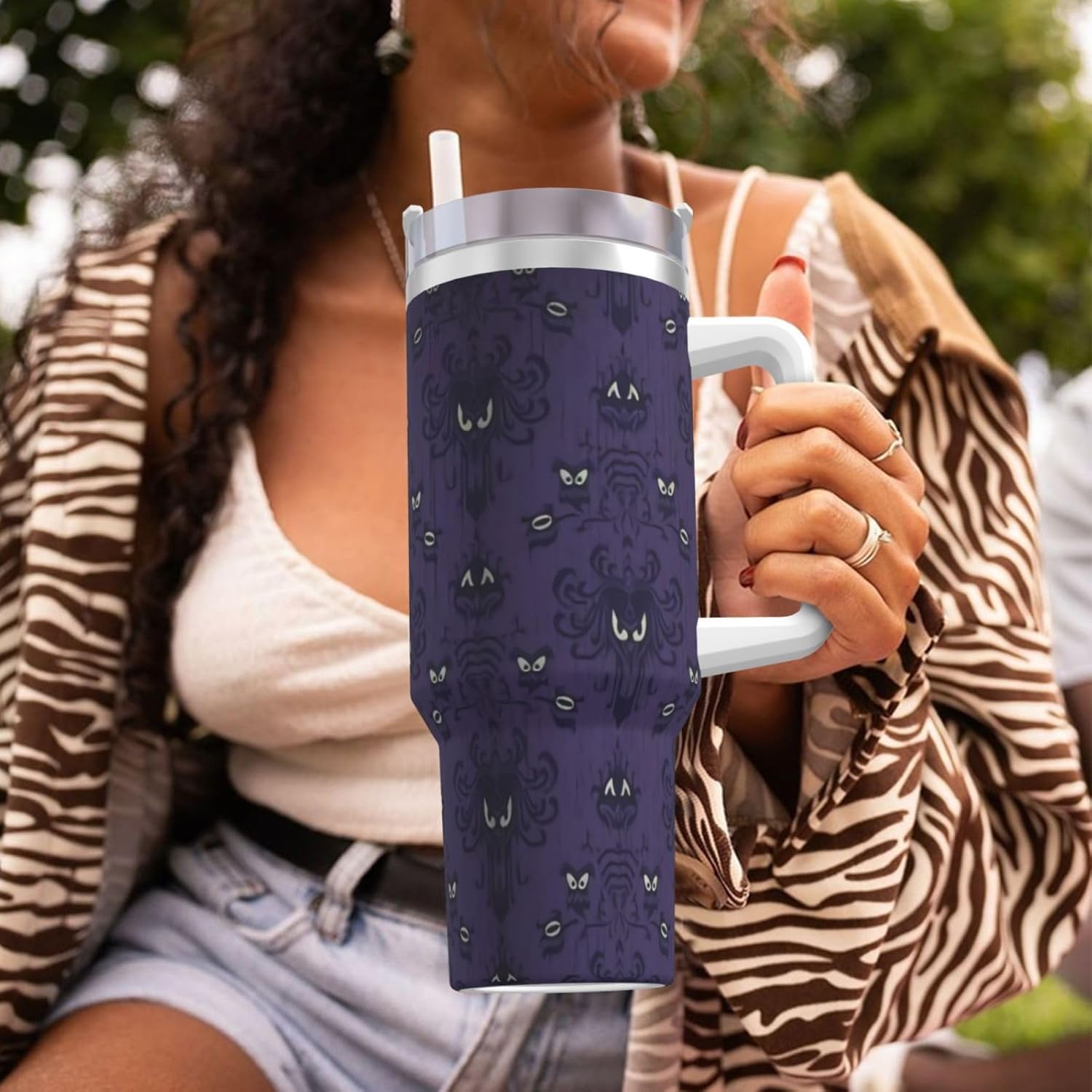 Haunted Mansion 40 oz Tumbler with Handle and Straw Lid | Insulated Cup Reusable Stainless Steel Water Bottle Travel Mug Cupholder Friendly | Gifts for Women Men Him Her - Image 8